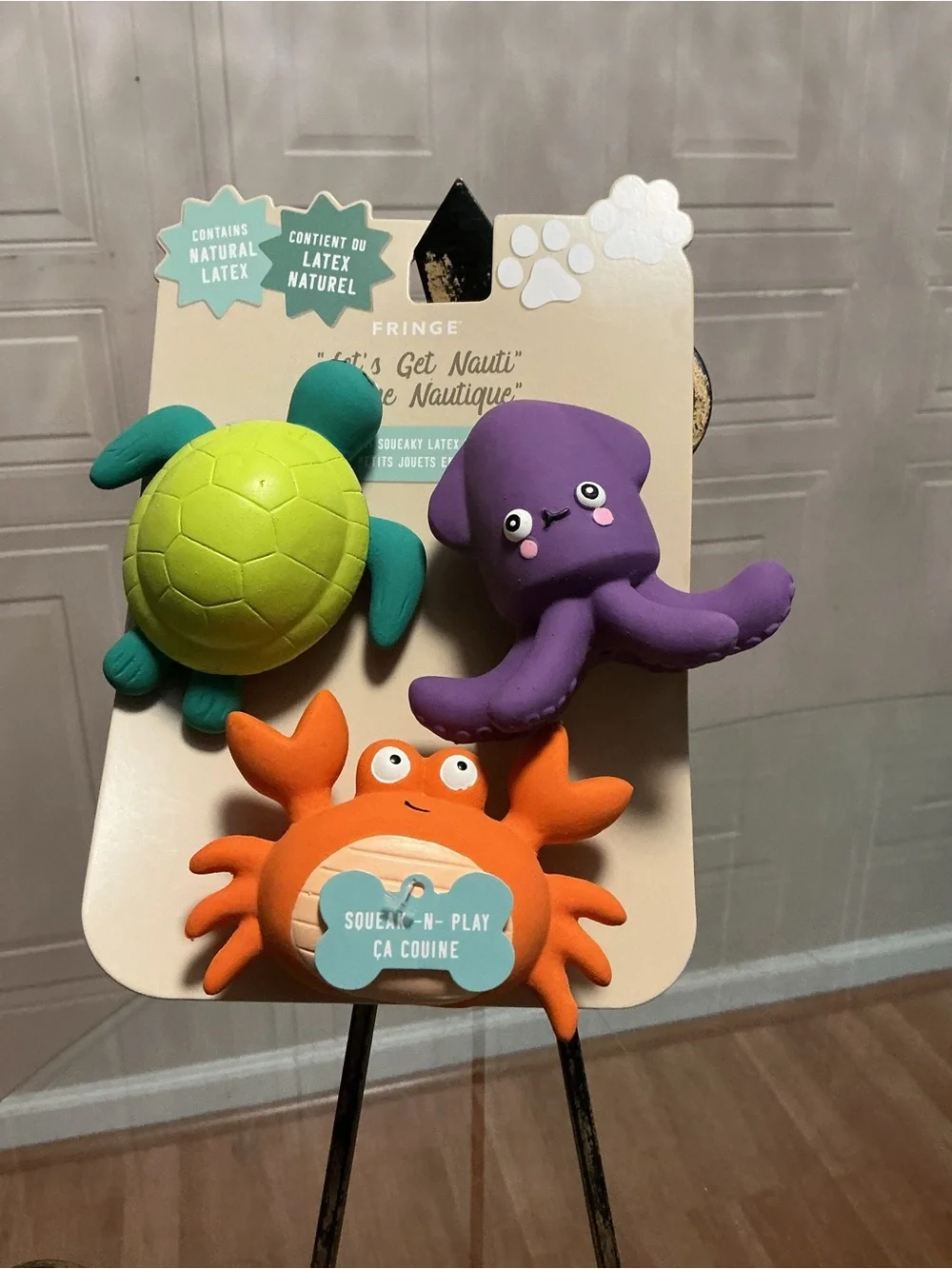 NEW Fringe Dog Toys “let’s Get Nauti ” Latex Frogs with Squeakers Set of 3